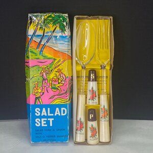 Vintage Hostess Salad Salt Pepper Set Mid Century Florida Souvenir